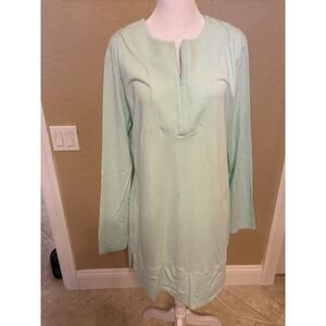 Coolibar UPF 50+ Quarter Zip Dress Or Cover Up, Large, Light Blue Green
